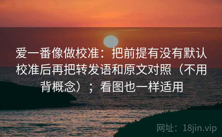 爱一番像做校准：把前提有没有默认校准后再把转发语和原文对照（不用背概念）；看图也一样适用
